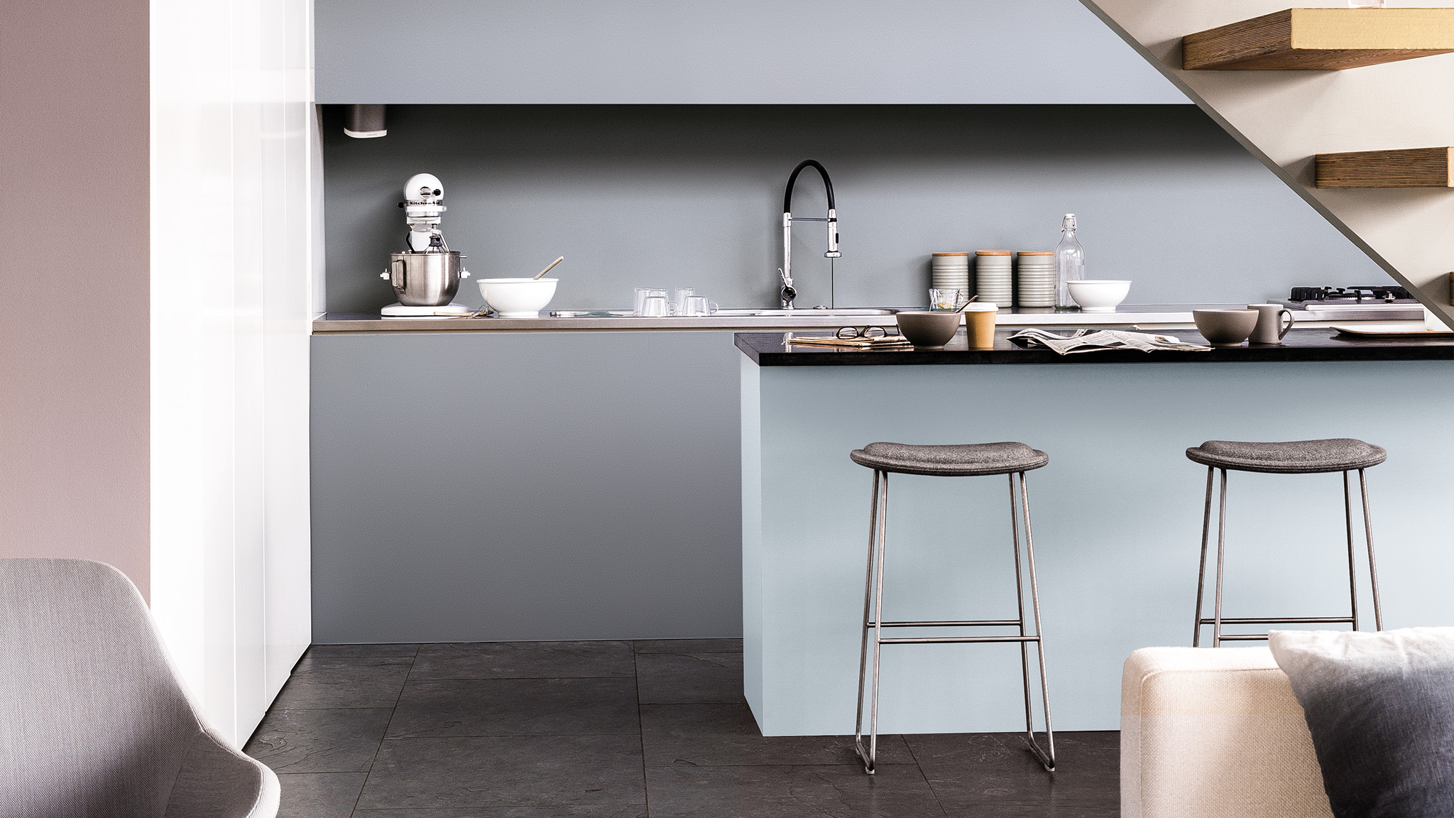 Phòng Bếp Màu Tím Dulux Đầy Lãng Mạn Phòng Bếp Ngọt Ngào Cùng Màu Sơn Tím Dulux