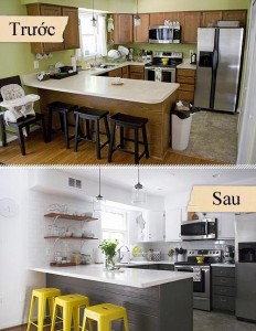 Mẫu phòng bếp trước và sau khi sửa chữa sang trọng hiện đại
