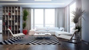 Phòng khách sử dụng bộ sofa tone mầu sáng kết hợp với ghế bành