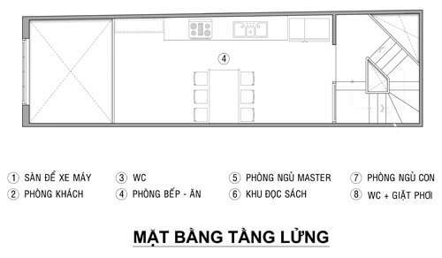 Mặt bằng tầng 2 nhà 38 m2