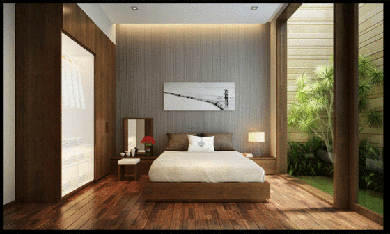 Phòng ngủ cực thoáng mát, trong mẫu thiết kế sửa chữa nhà ống 40m2 này.