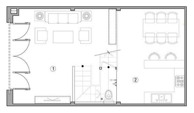 Mặt bằng bố trí nội thất nhà 35 M2