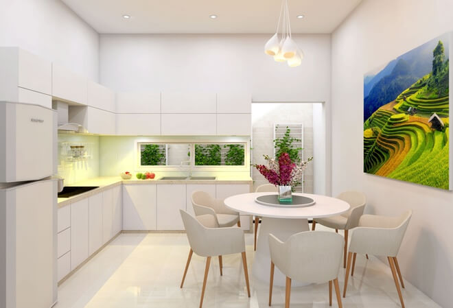 Phối cảnh xây phòng bếp nhà ống 3 tầng giá rẻ