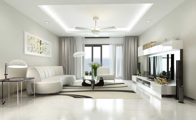 Đồ nội thất tối giản cả về kiểu dáng lẫn màu sắc làm không gian sang trọng và rộng rãi
