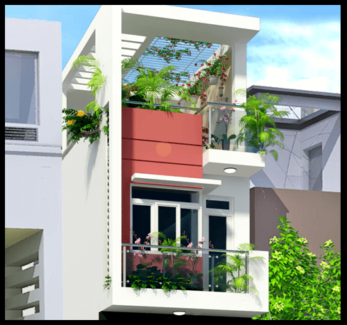 Nhà ống hai tầng với kiến trúc và nội thất đẹp
