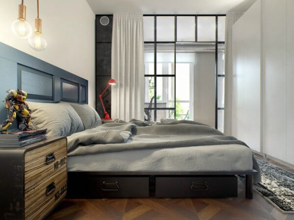Cải tạo căn hộ 69m2 đầy sáng tạo, Phòng ngủ duy nhất trong căn hộ, nền nã trong thiết kế đơn giản. Cải tạo căn hộ 69m2 đầy sáng tạo, Phòng ngủ duy nhất trong căn hộ, nền nã trong thiết kế đơn giản.
