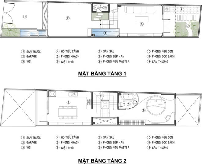 Mặt bằng công trình thiết kế nhà ống 3 tầng cho gia đình trẻ