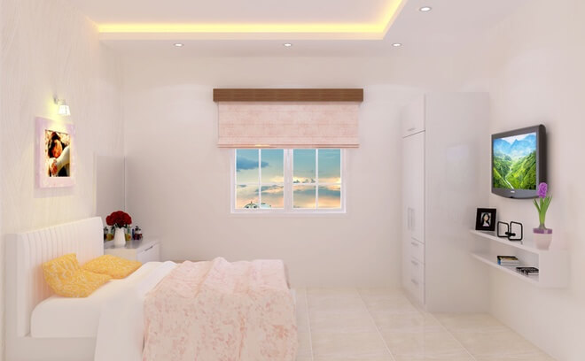 Thiết kế nhà ống chi phí 850 triệu, Gam màu hồng phấn cho phòng ngủ con gái thêm lãng mạn