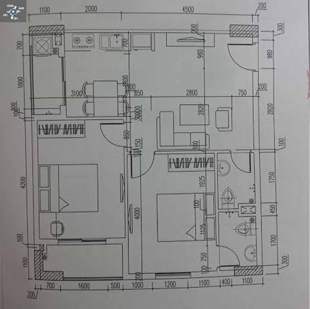 Mặt bằng thiết kế căn hộ.