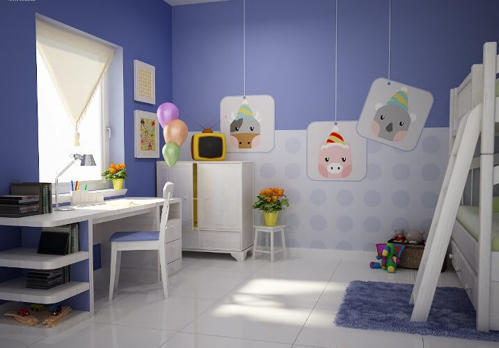 Xanh da trời hay xanh nước biển. Những màu này sẽ tạo cảm giác tập trung, điềm tĩnh do đó việc học tập của con cũng sẽ trở nên dễ dàng đạt hiệu quả hơn.