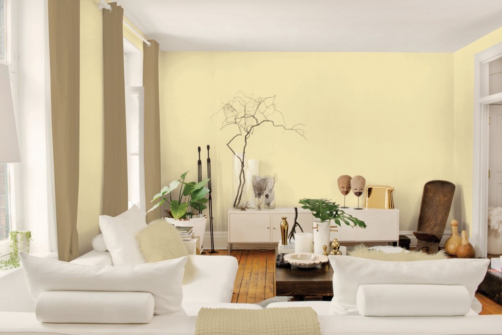 Màu vàng mang lại niềm vui và màu sắc đẹp trong những mẫu sơn phòng khách đẹp