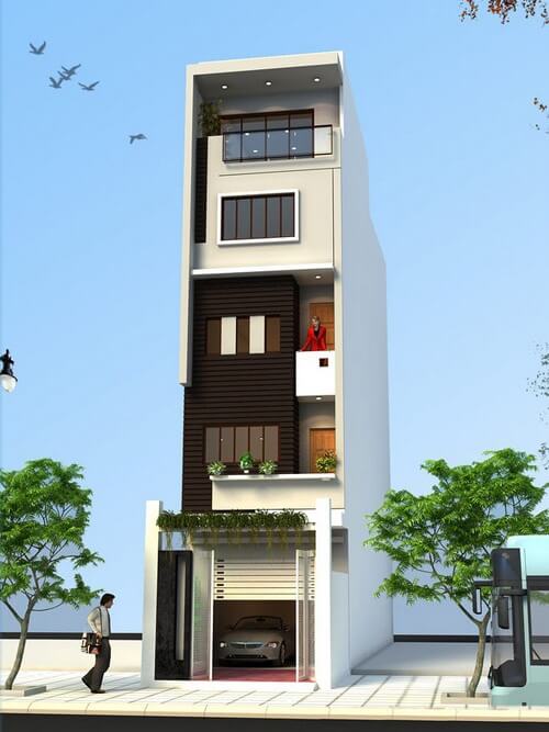 Sơn mặt tiền nhà phố 5 tầng, màu sắc đối lập sẽ tạo ra nhiều sự chú ý hơn đến đường nét kiến trúc của ngôi nhà. Sơn mặt tiền nhà phố 5 tầng, màu sắc đối lập sẽ tạo ra nhiều sự chú ý hơn đến đường nét kiến trúc của ngôi nhà.