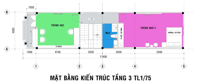 Mặt bằng thiết kế nhà ống 4 tầng