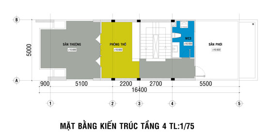 Mặt bằng thiết kế nhà ống 4 tầng