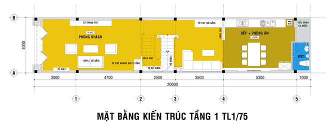 Mặt bằng thiết kế nhà ống 4 tầng