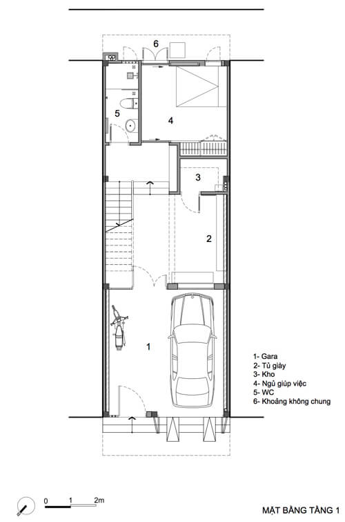 Mặt bằng mẫu thiết kế nhà ống tầng 1
