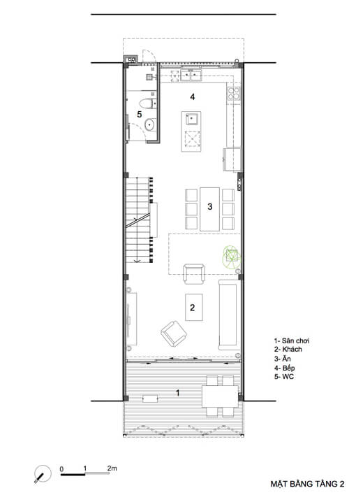 Mặt bằng mẫu thiết kế nhà ống tầng 2