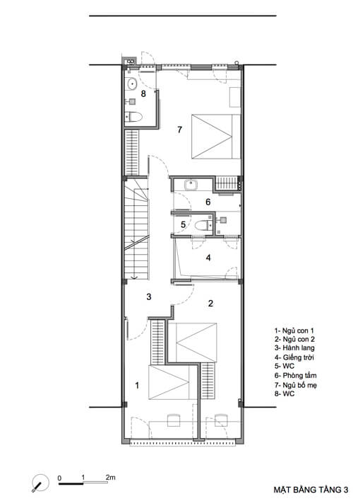 Mặt bằng mẫu thiết kế nhà ống tầng 3