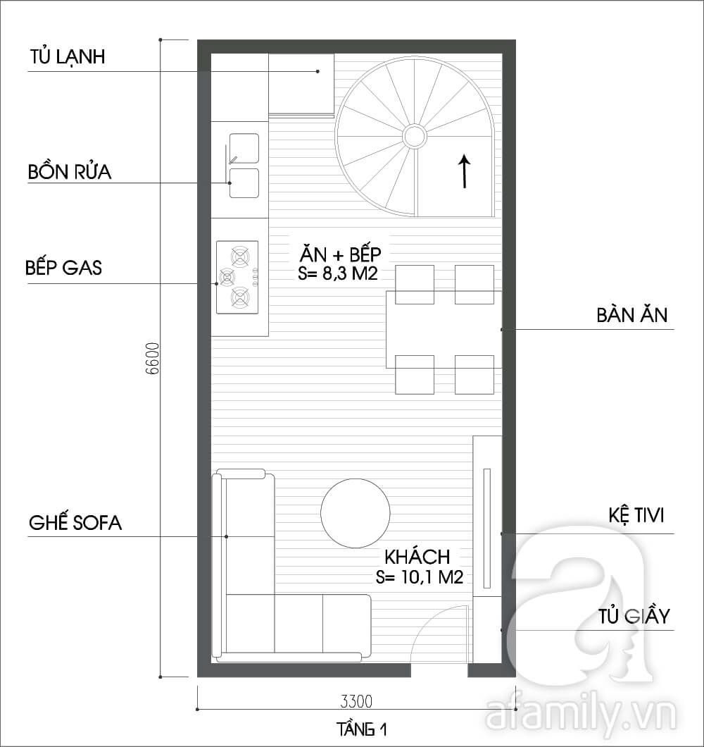 Mặt bằng thiết kế nhà ống