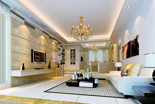 Mẫu thiết kế nội thất phòng khách với mẫu đèn chùm lộng lẫy này sẽ làm cho phòng khách thêm sang trọng và rực rỡ.