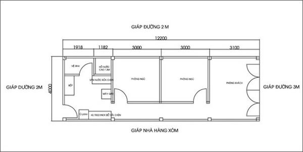 Mặt bằng trước cải tạo nhà ống