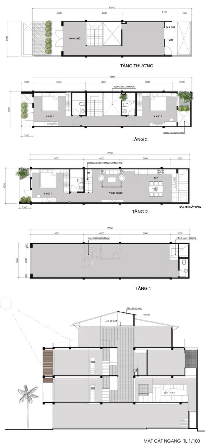 Mặt cắt nhà ống