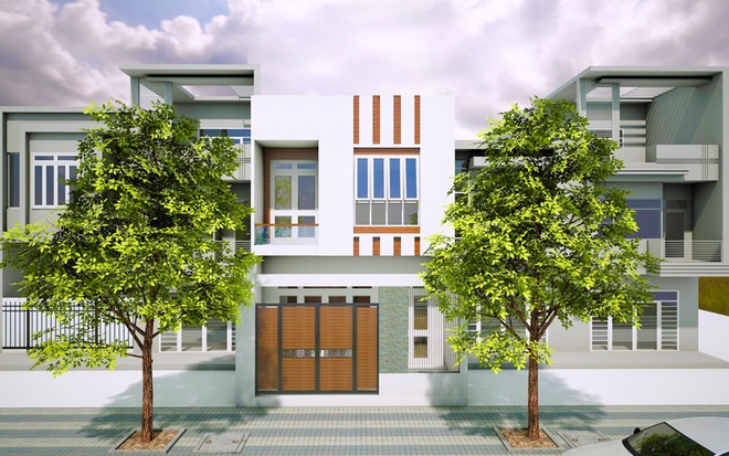 Thiết kế nhà ống 2 tầng với mặt tiền ngôi nhà được thiết kế đơn giản, phong cách hiện đại