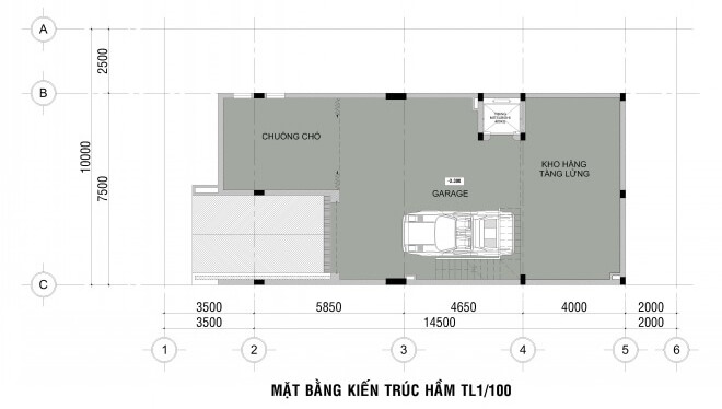 Mặt bằng thiết kế nhà phố bốn tầng.