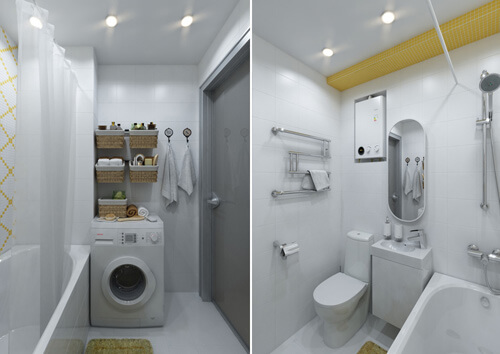 Phòng tắm nhỏ, tông màu trắng, tạo cảm giác rộng rãi, nội thất hiện đại, tiện nghi đầy đủ, sau sơn sửa nhà chung cư.