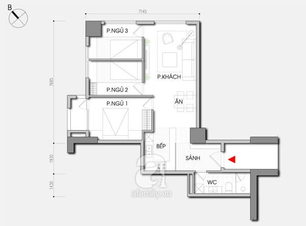 Mặt bằng tư vấn cải tạo nhà chung cư.