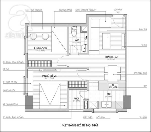 Mặt bằng tư vấn cải tạo sửa chữa nhà và bố trí nội thất.