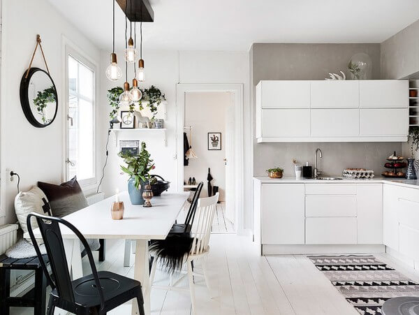 Thiết kế nội thất nhà chung cư với không gian căn bếp giản dị, thân thiện với người sử dụng.