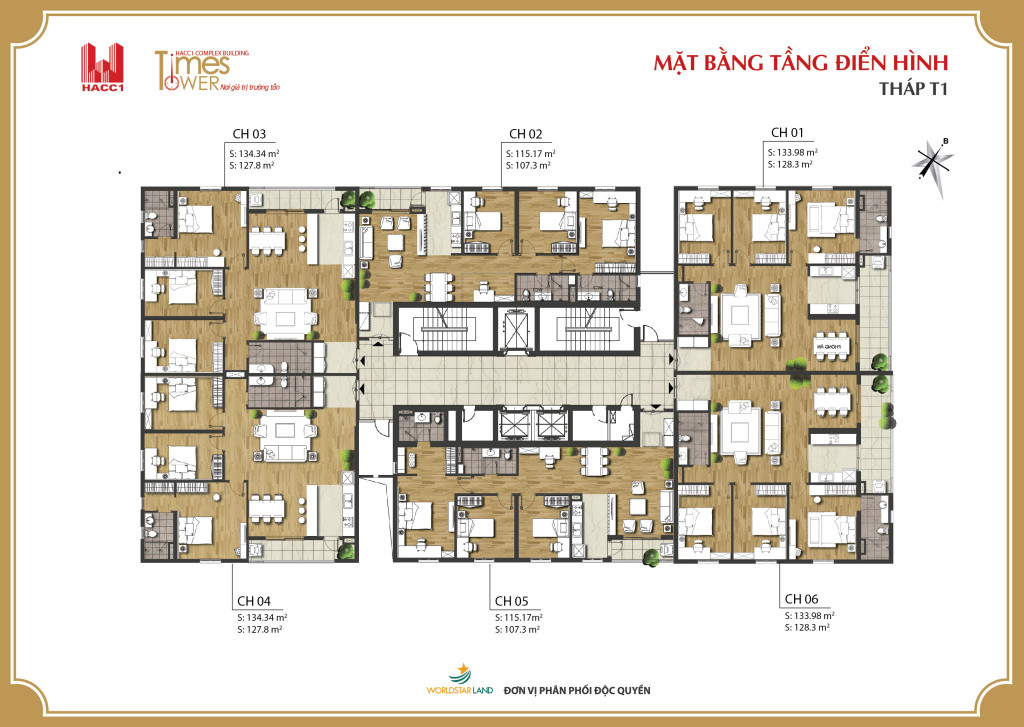 Mặt băng chung cư Times Tower tòa T1