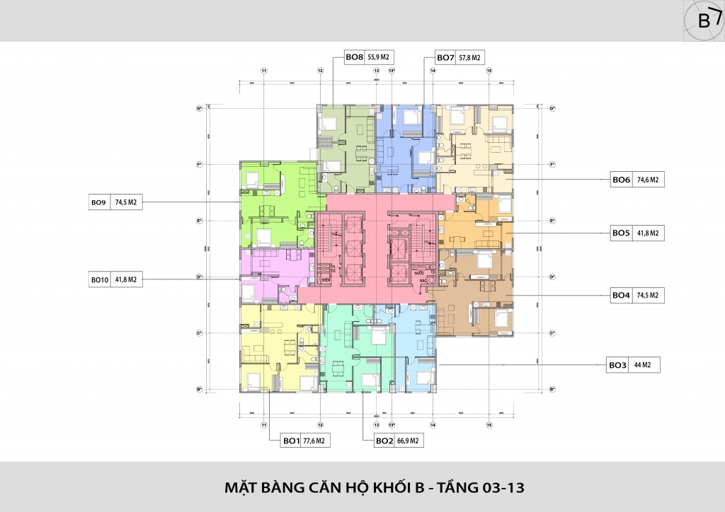 mặt bằng căn hộ officetel