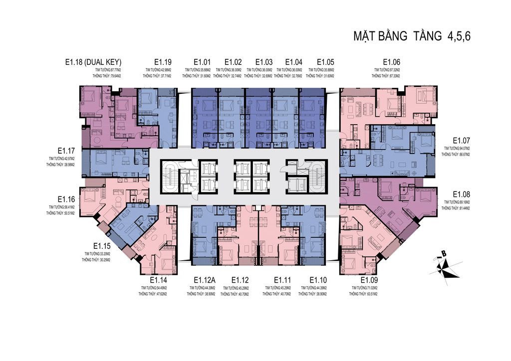 mặt bằng chung cư d el dorado phú thượng tầng 4, 5, 6