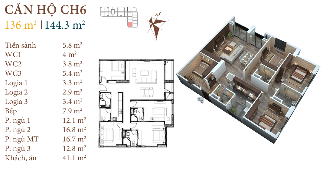 thiết kế chung cư roman plaza căn hộ ch6