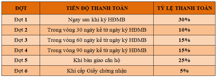 tiến độ thanh toán chung cư roman plaza