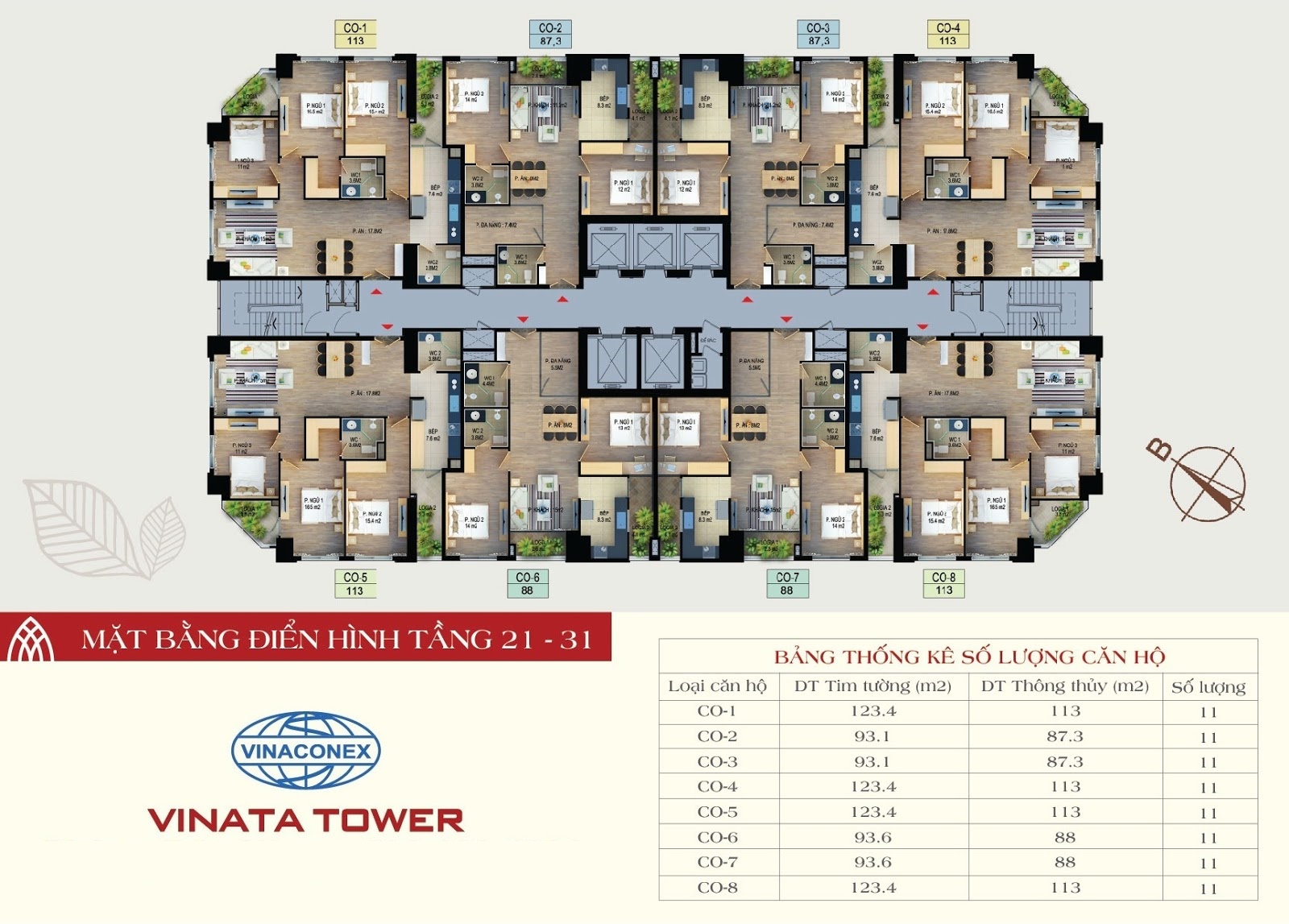 mặt bằng chung cư vinata tower tầng 21-31