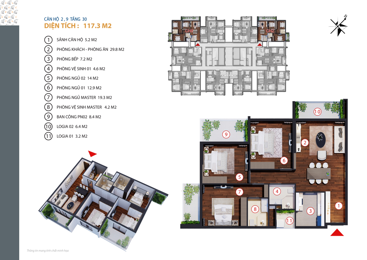 thiết kế căn 2,9 chung cư gold tower tầng 30