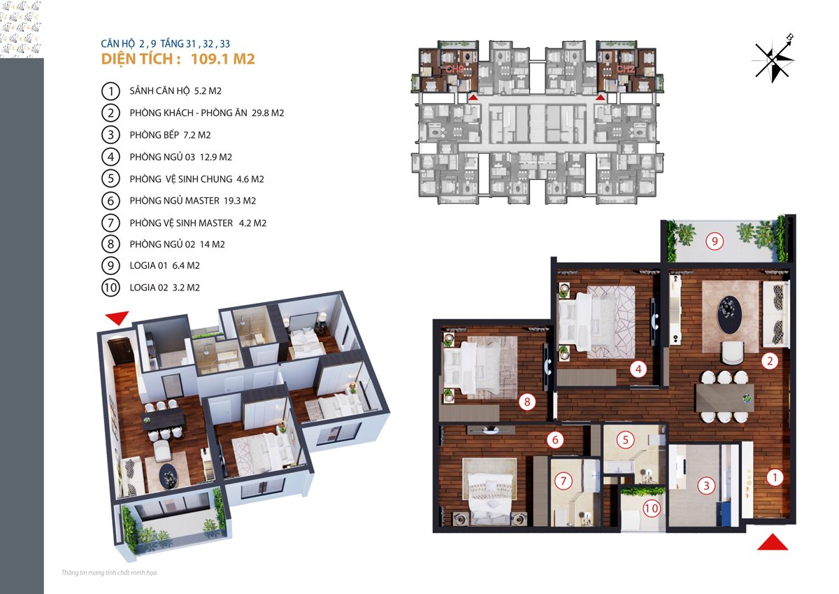 thiết kế căn 2,9 chung cư gold tower tầng 31-33