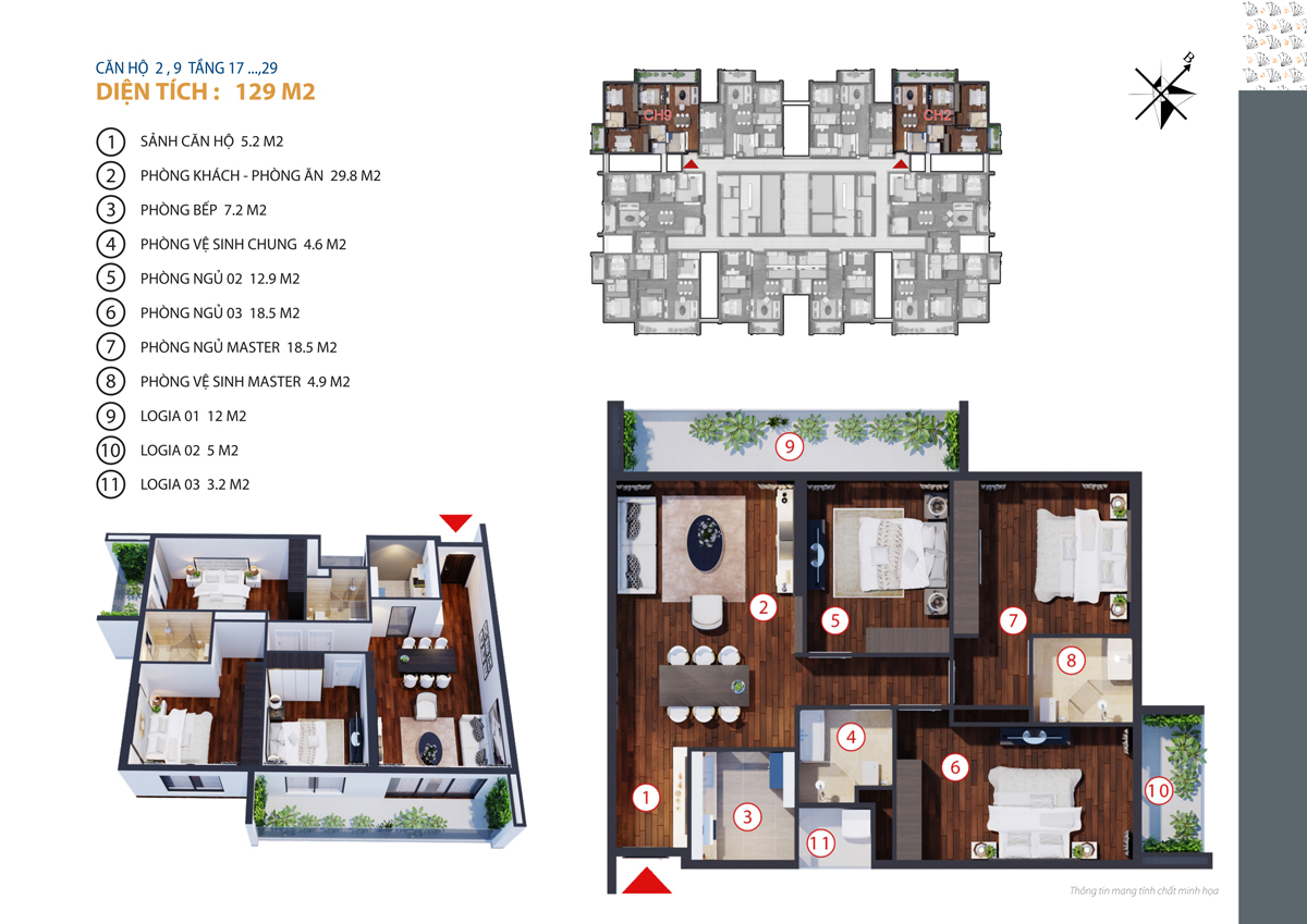 thiết kế căn 2,9 chung cư gold tower tầng 17-29