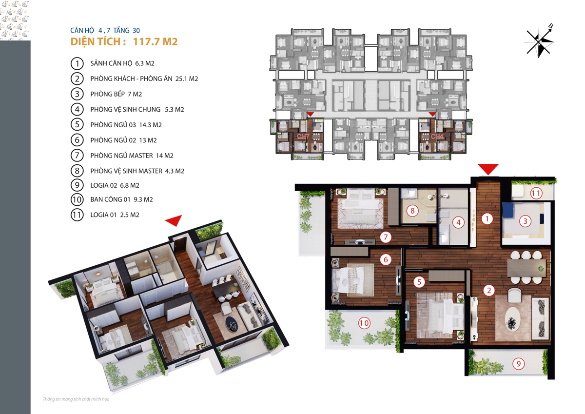 thiết kế căn 4,7 chung cư gold tower tầng 30