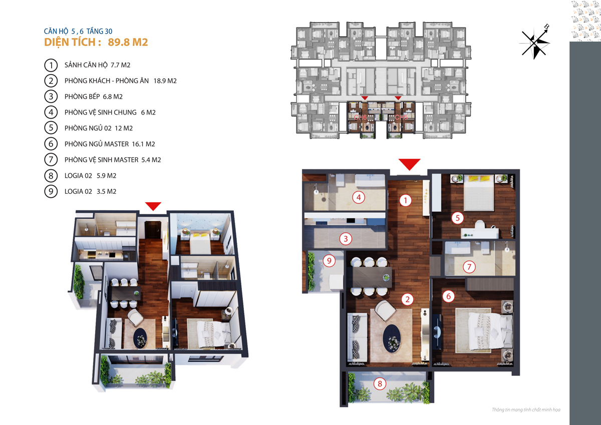 thiết kế căn 5,6 chung cư gold tower tầng 30
