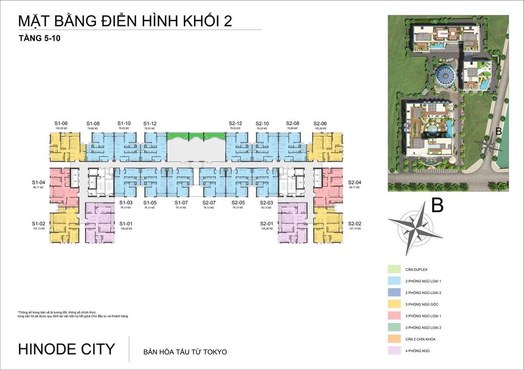 mặt bằng khối 2 chung cư hinode city tầng 5 - 10