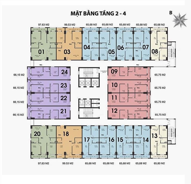 mặt bằng chung cư 187 tây sơn tầng 2-4