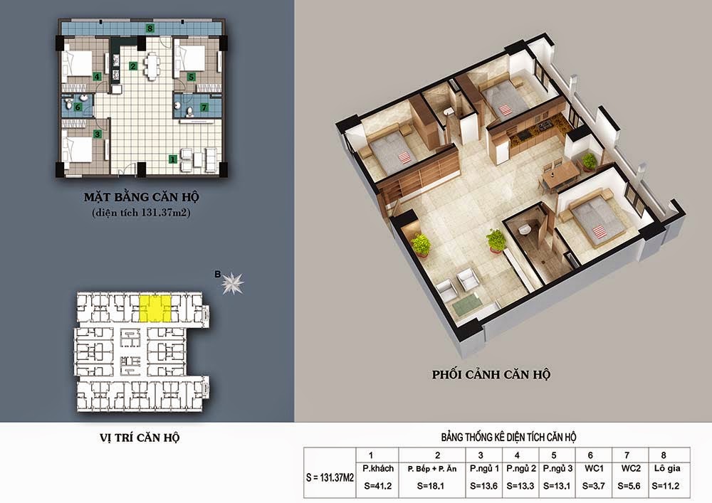 thiết kế chung cư 187 tây sơn căn 131 m2