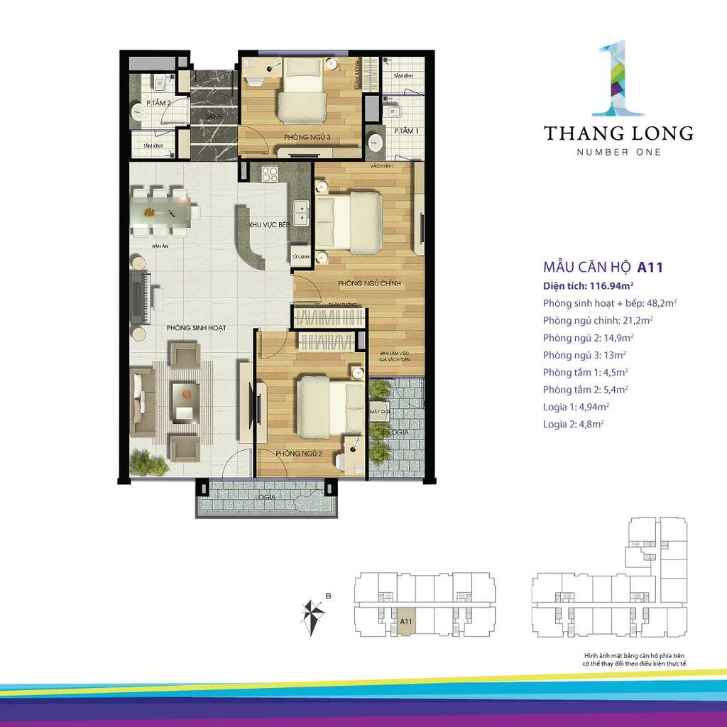 thiết kế chung cư thăng long number one căn a11