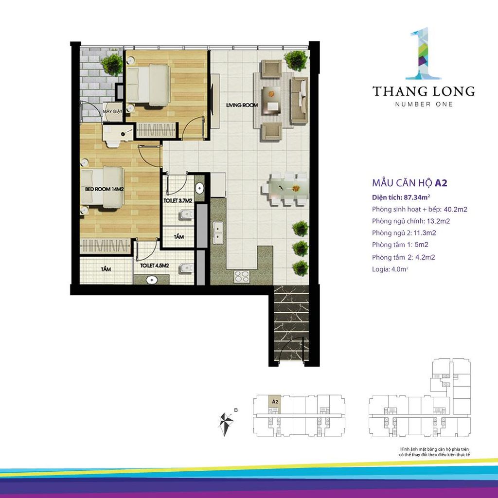 thiết kế chung cư thăng long number one căn a2