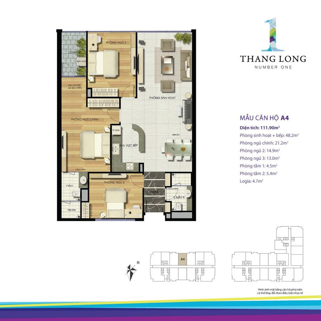 thiết kế chung cư thăng long number one căn a4