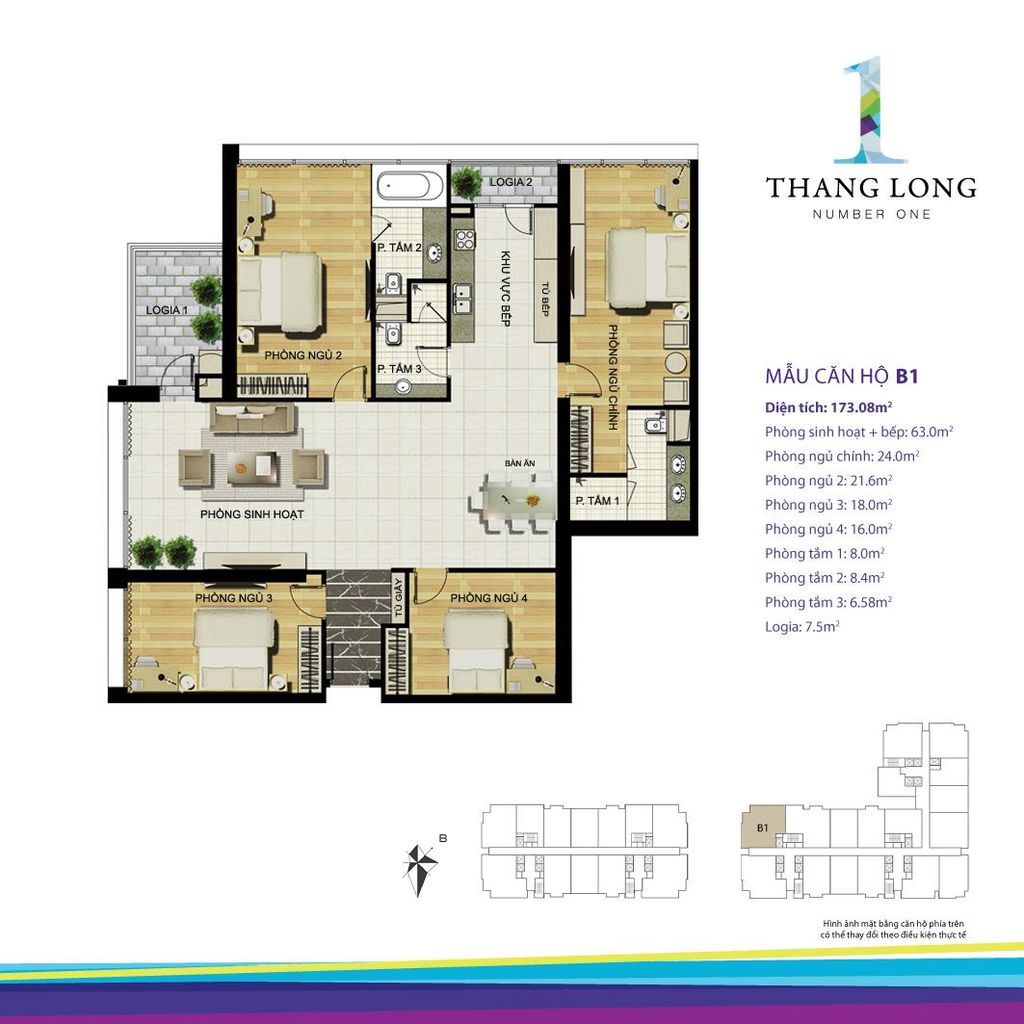 thiết kế căn hộ chung cư thăng long number one căn b1